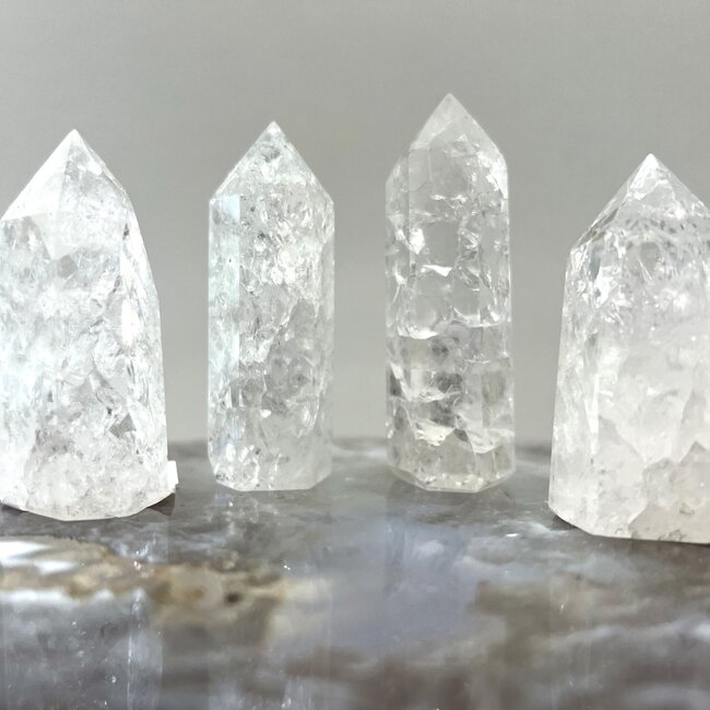 Crackle (Fire & Ice) Quartz Tower Point Generator - Medium (1.5-3")