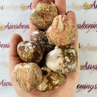 Rose Jasper Puffy Hearts - Medium