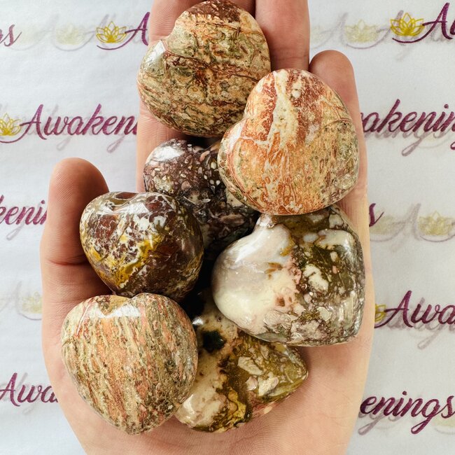 Rose Jasper Puffy Hearts - Medium