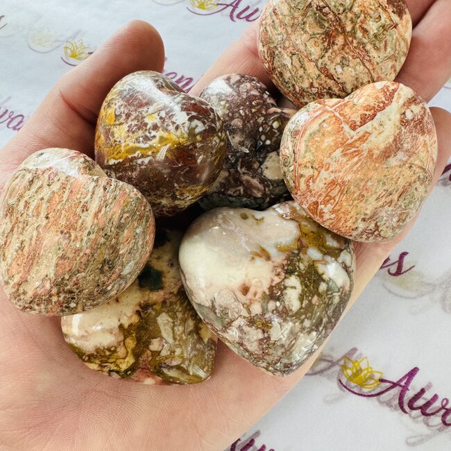Rose Jasper Puffy Hearts - Medium