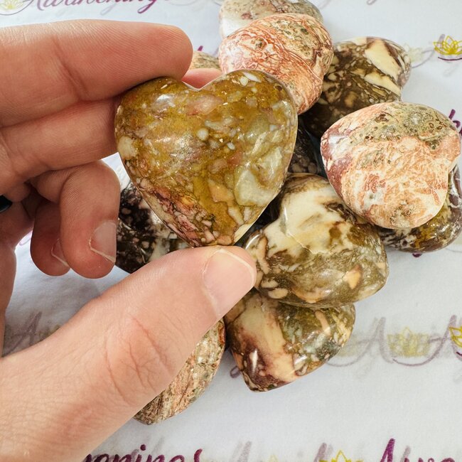 Rose Jasper Puffy Hearts - Medium