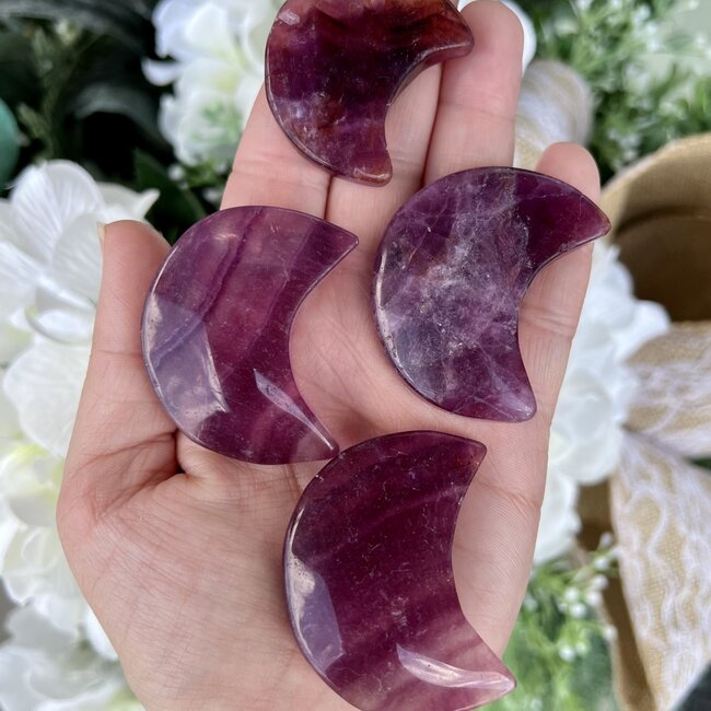 Purple Fluorite Moon- Large (2")