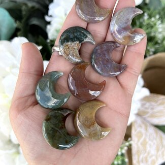 Ocean (Sea Sediment Marine) Jasper Crescent Moons - Medium