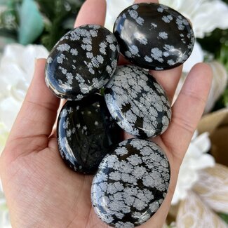 Snowflake Obsidian Palm Pillow Pocket Stone