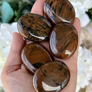 Mahogany Obsidian Palm Pillow Stone