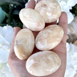 Orange Stilbite Palm Pillow Pocket Stone - Stillbite