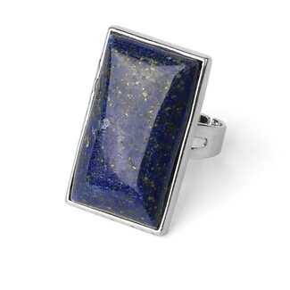 Lapis Lazuli Rings - Adjustable Rectangle Large - Silver Plated