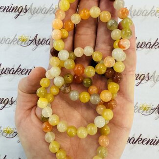Golden Yellow Silk Jade Bracelets - 8mm
