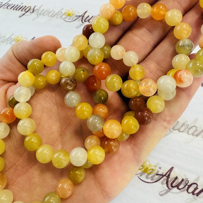 Golden Yellow Silk Jade Bracelets - 8mm