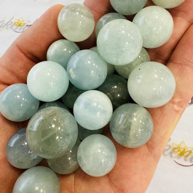 Aquamarine Spheres Orbs - 15-20mm Mini