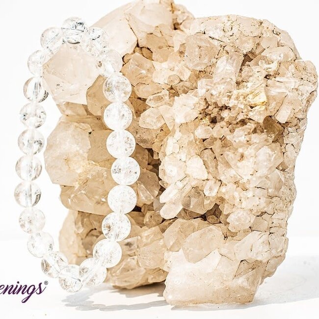 Crackled Clear Quartz Crystal (Fire & Ice) Bracelets - 8mm