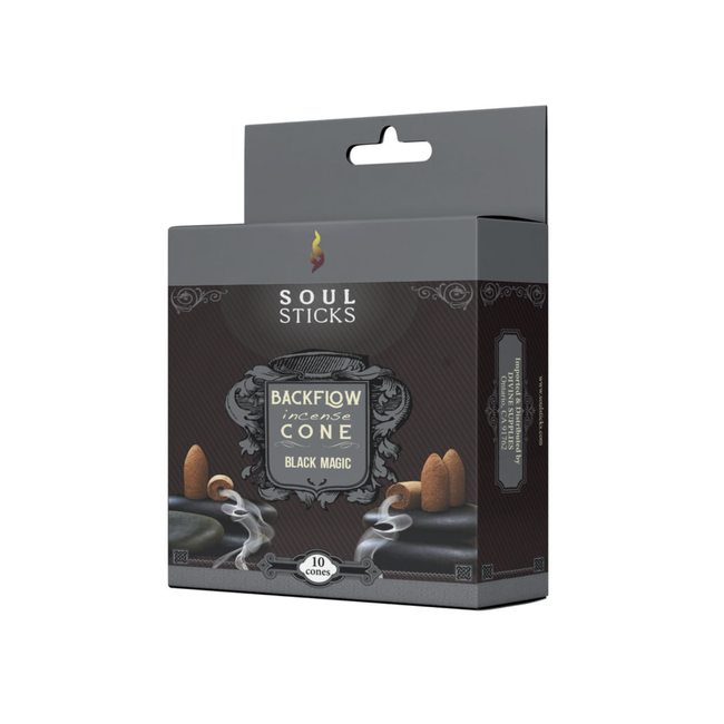 Black Magic Backflow Back Flow Reverse Flow Incense Cones - 10 Cones in Package - Good Earth, Soul Sticks