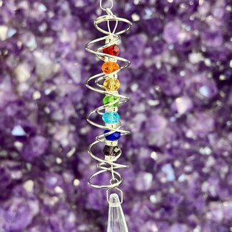 Spiral Chakra Suncatcher Sun Catcher with Faceted Crystal Prism - Hangable  Home Decor Mirror Window
