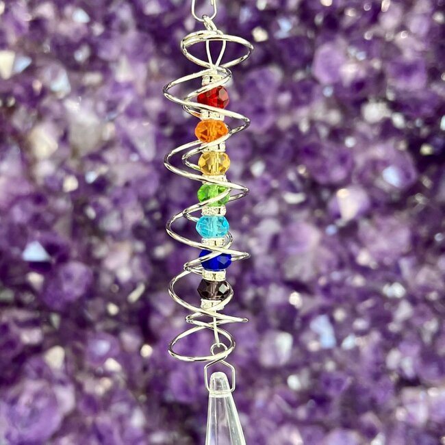Spiral Chakra Suncatcher Sun Catcher with Faceted Crystal Prism - Hangable  Home Decor Mirror Window