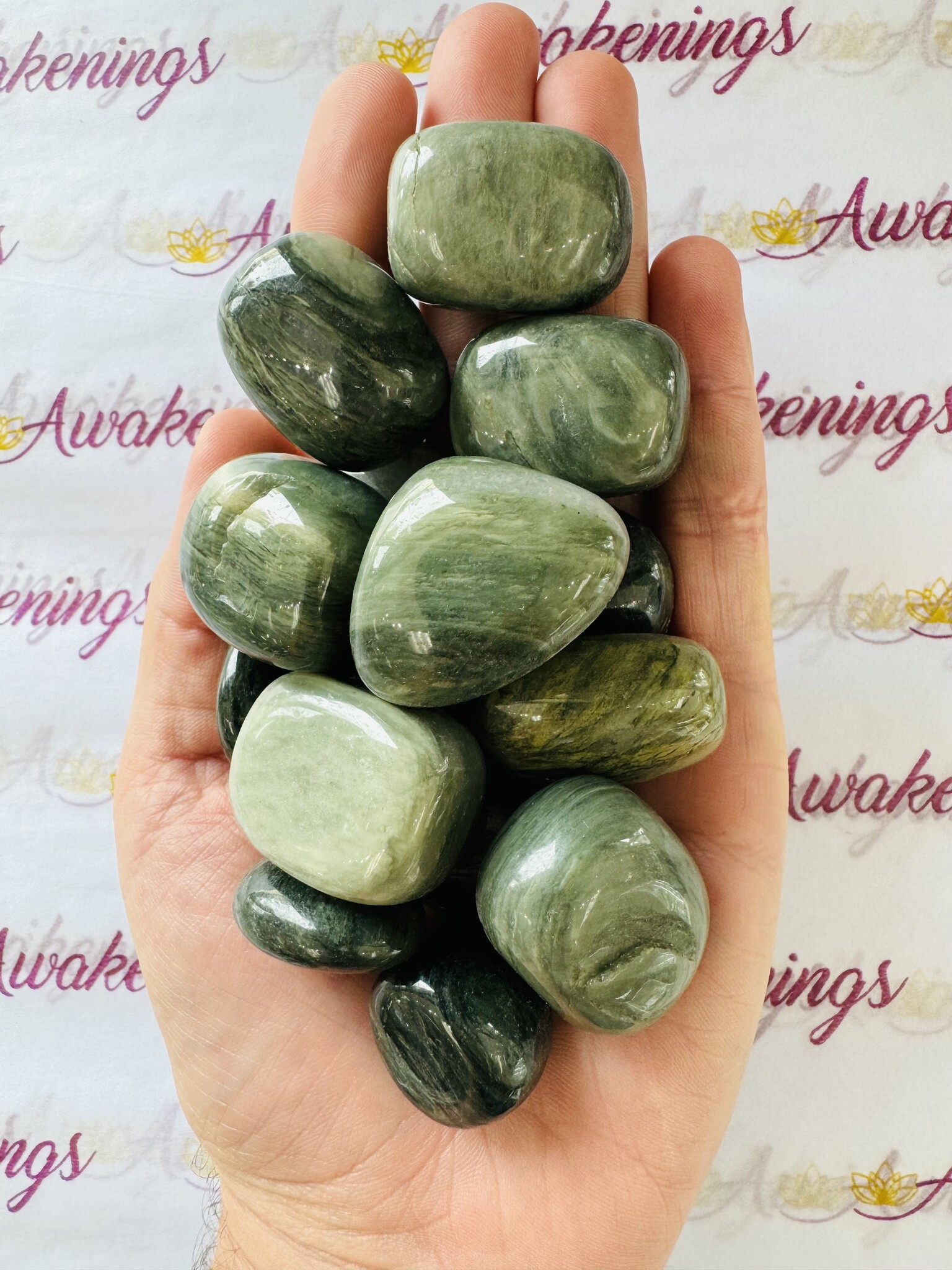 Green Hair Jasper Large - Tumbled - Awakenings
