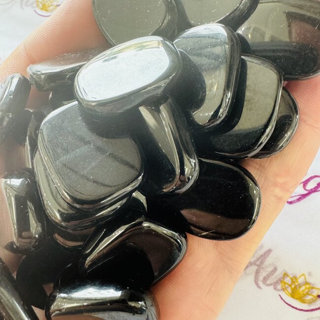 Black Obsidian Flats Stones - Mini Slices Slabs