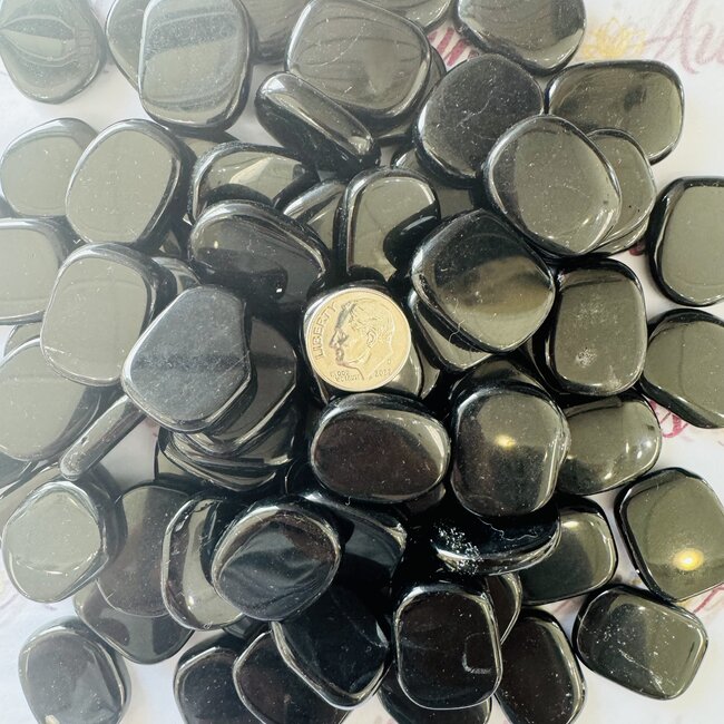 Black Obsidian Flats Stones - Mini Slices Slabs