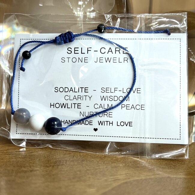 Self Care Bracelets - Smoky Quartz, Sodalite & Howlite - Adjustable Parachute Cord
