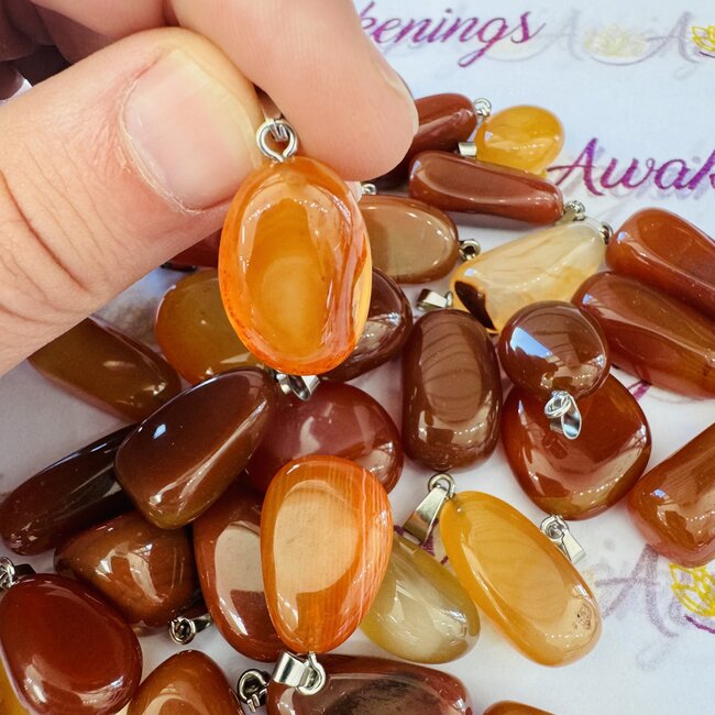 Carnelian Pendants - Tumbled