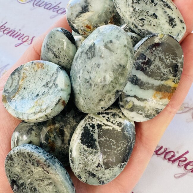 Blue Opal Worry (Thumb Fidget Relaxation Pocket) Stones - Medium Oval