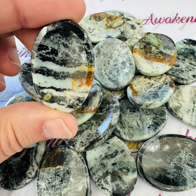 Blue Opal Worry (Thumb Fidget Relaxation Pocket) Stones - Medium Oval