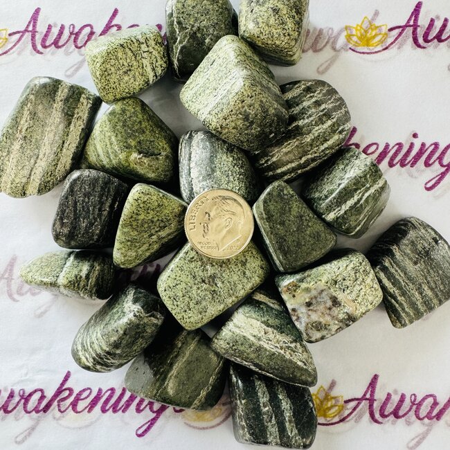 Green Zebra Calcite - Tumbled