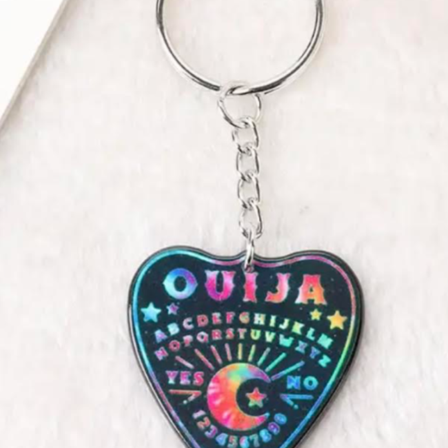 Ouija Keychain - Tie Dye Planchette Single Keyring - Acrylic Board