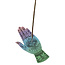 Incense Stick Burner Holder - Multi Colored Hand with Eye and Symbols with Felt Backing - 7"