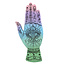 Incense Stick Burner Holder - Multi Colored Hand with Eye and Symbols with Felt Backing - 7"