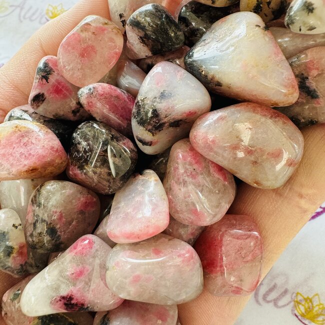 Rhodonite in Quartz - Tumbled