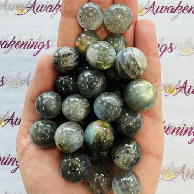 High Flash (AAA Grade) Labradorite Sphere Orb- Mini (15 - 20mm) & Sphere Stand