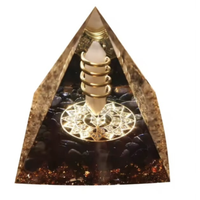 Orgone Pyramid - 2" Black Tourmaline Copper Generator Orgonite EMF 5G Resin
