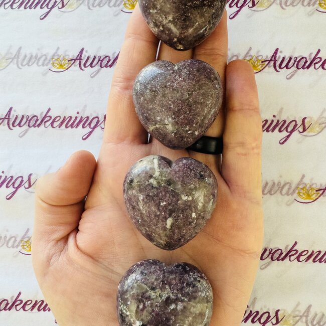 Lepidolite (Purple Mica) Puffy Hearts - Medium