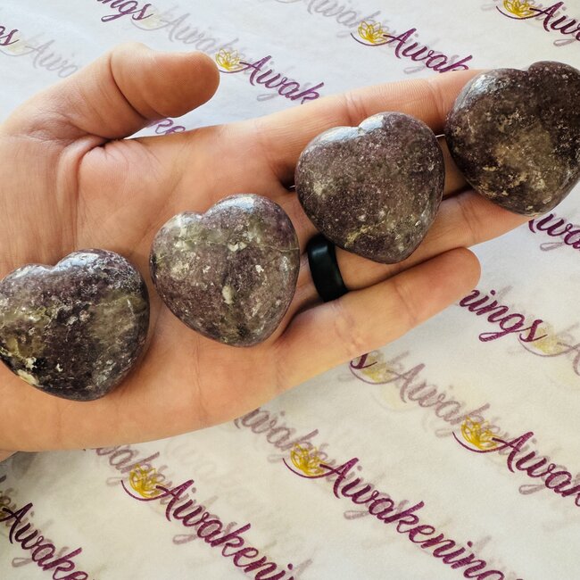 Lepidolite (Purple Mica) Puffy Hearts - Medium
