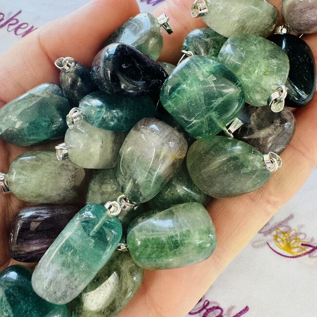 Rainbow Fluorite Pendants - Tumbled .75-1"
