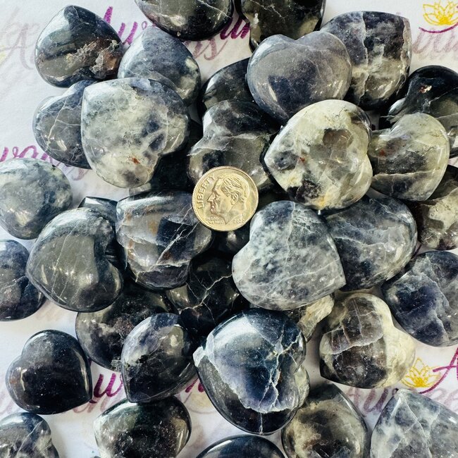 Iolite (Water Sapphire) Puffy Hearts - Small