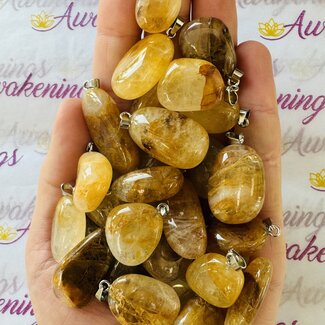 Golden Healer (Yellow Hematoid) Quartz Pendants - Tumbled