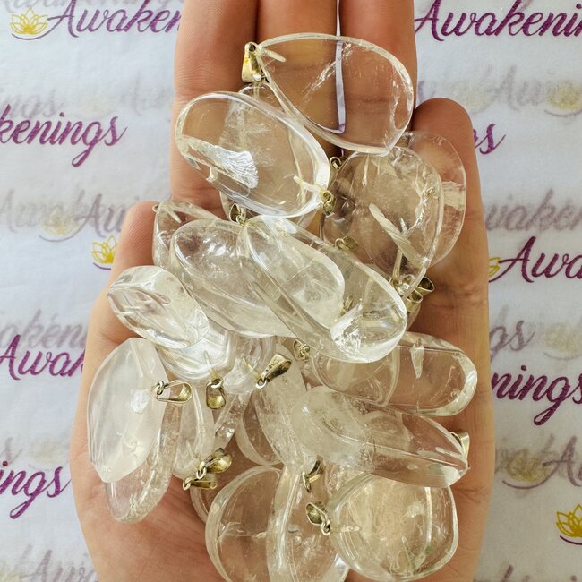 Clear Quartz Pendant-Slice Slab Round