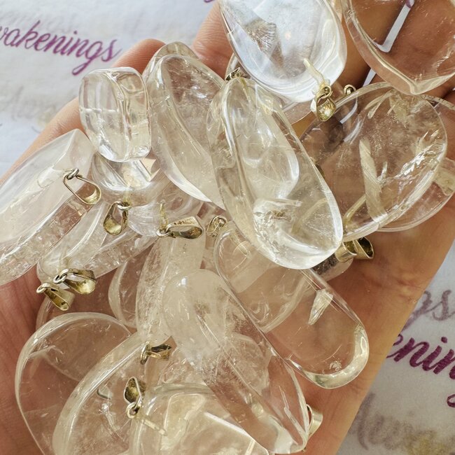Clear Quartz Pendant-Slice Slab Round