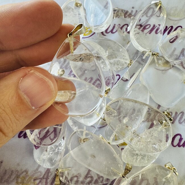 Clear Quartz Pendant-Slice Slab Round