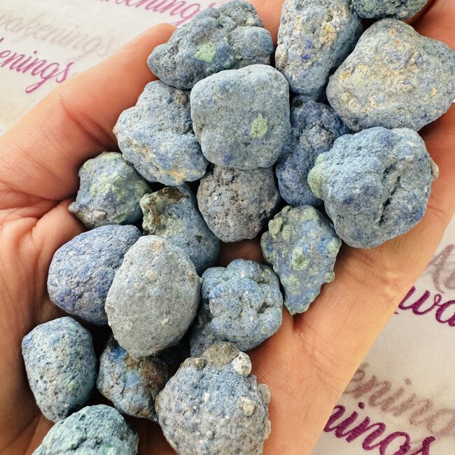 Azurite Flower Blossom - .5" Rough Raw Natural Buttons