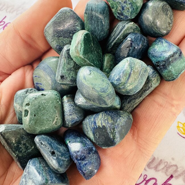 Azurite with Malachite (Matte) - Tumbled