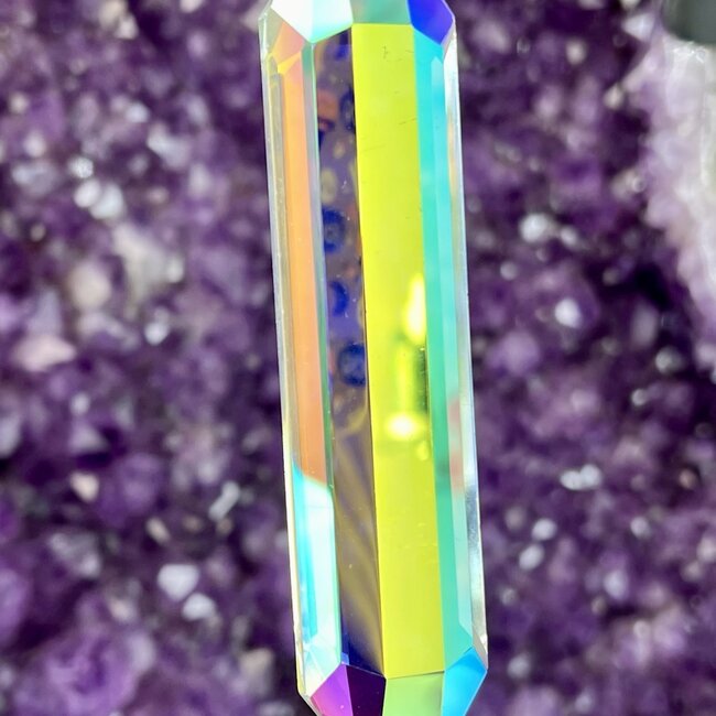 Long Prism Suncatcher Sun Catcher 5" - Window Mirror Crystal - Faceted Rectangle Gold