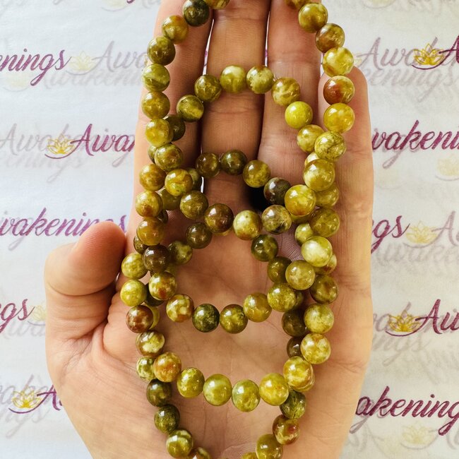 Lizardite Serpentine Bracelet - 8mm
