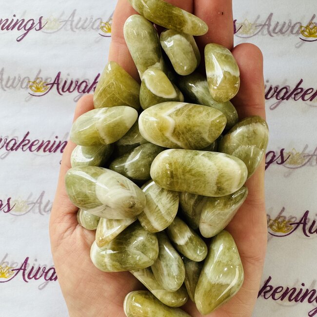 Chevron Prasiolite (Green Amethyst) - Tumbled