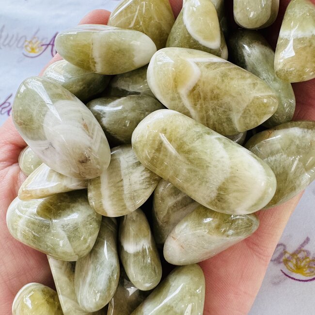 Chevron Prasiolite (Green Amethyst) - Tumbled