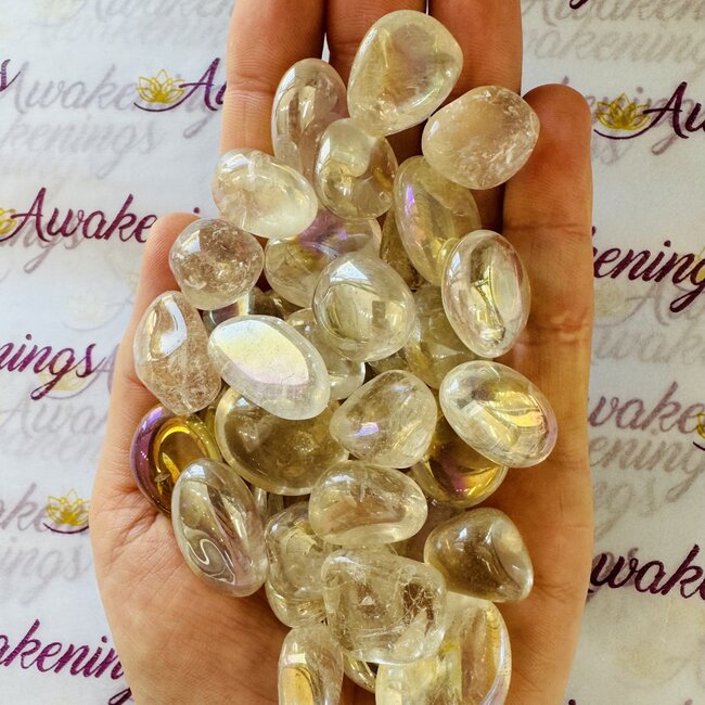 Angel (White) Aura Clear (Crystal) Quartz - Tumbled Smooth