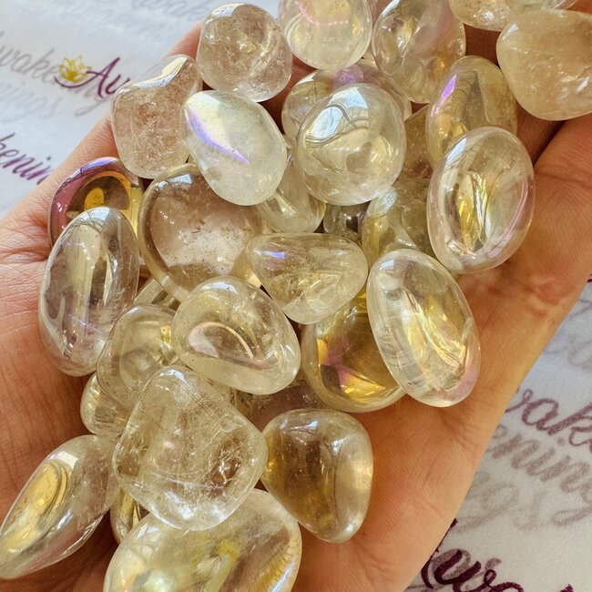 Angel (White) Aura Clear (Crystal) Quartz - Tumbled Smooth