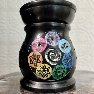 Soapstone Oil Burner - Black Chakra (4"x 5") Fragrance Oil Votive Candle