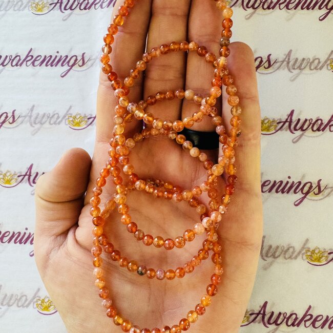 Red Fire Agate Bracelets - 4mm Mini